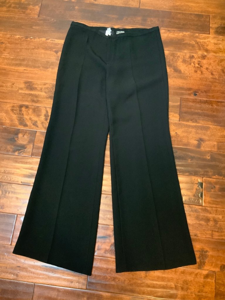 Jean Paul Gaultier Black Wool Crepe Wide Leg Dress Pants, Size 14 | 48